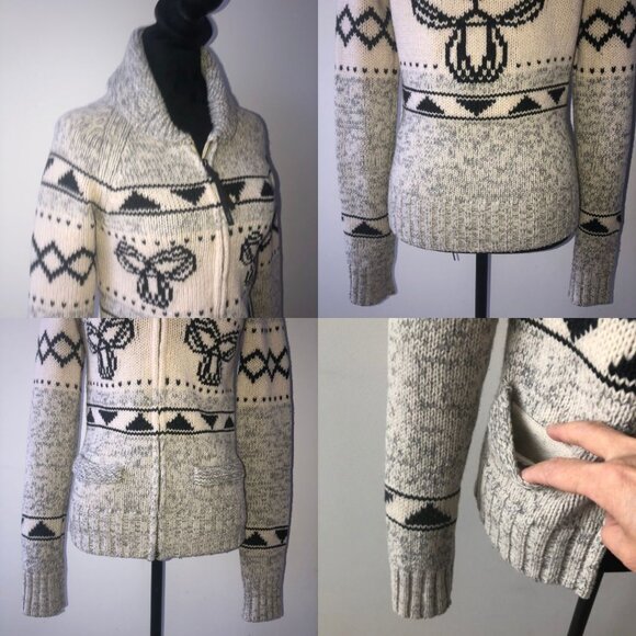 Aritzia TNA Sea to Sky Cowichan Zip Cardigan Sweater in 100% Lambswool Size S - Picture 7 of 16